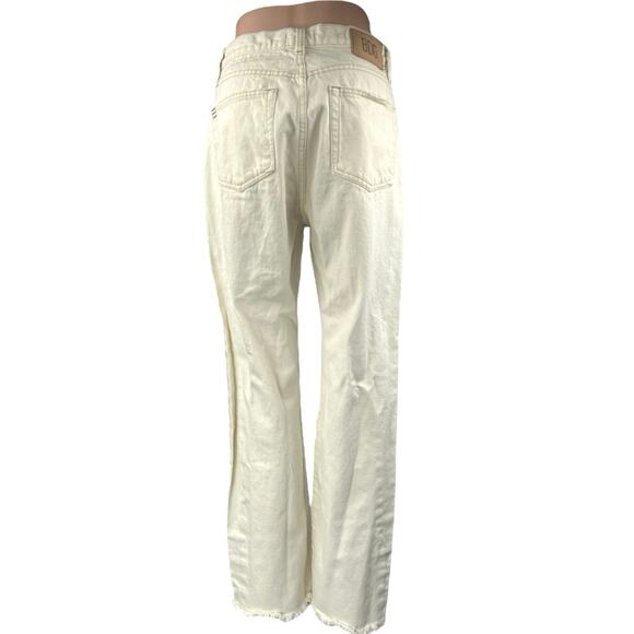Urban Outfitters BDG White Distressed High Waist Flared Cowboy Denim Jeans Sz 28 - Picture 2 of 6